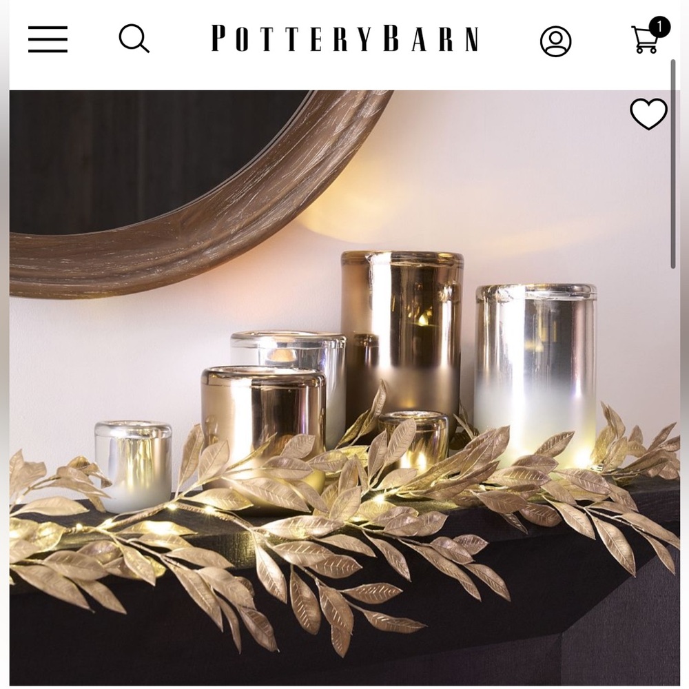 Pottery Barn Brie Silver Mercury Candle Holder - Hurricane